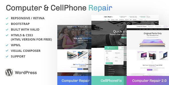 Modelo de site para Empresas de reparo de celulares e computadores