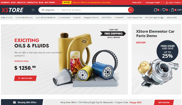 Modelo de Loja de Auto Peças e Acessórios para Carros - Xstore CarParts