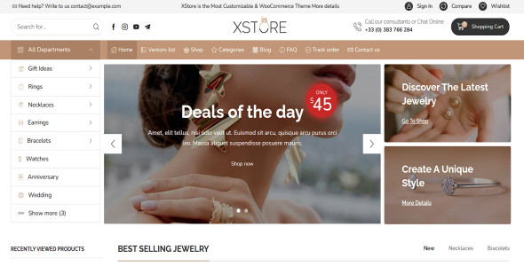 Modelo de site para Loja de Joalheria Bijouteria xstore